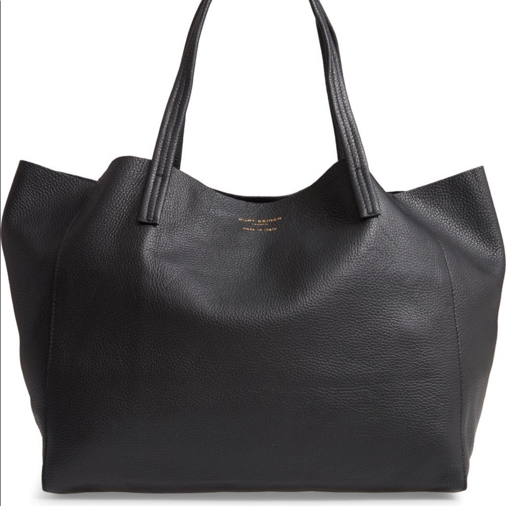 Kurt Geiger Violet Black large tote shopper bag grained leather buttery soft
